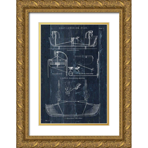Boat Launching Blueprint I Gold Ornate Wood Framed Art Print with Double Matting by Wild Apple Portfolio