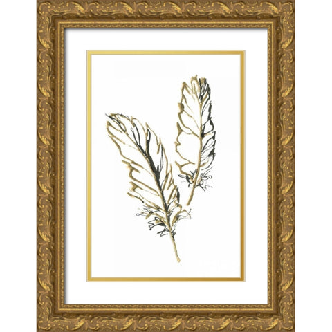 Gilded Barn Owl Feather Gold Ornate Wood Framed Art Print with Double Matting by Paschke, Chris