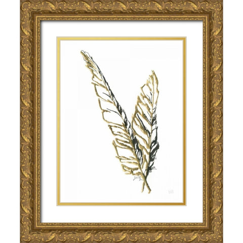 Gilded Raven Feather Gold Ornate Wood Framed Art Print with Double Matting by Paschke, Chris
