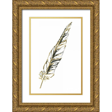 Gilded Swan Feather II Gold Ornate Wood Framed Art Print with Double Matting by Paschke, Chris
