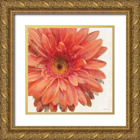 Vivid Daisy Gold Ornate Wood Framed Art Print with Double Matting by Nai, Danhui