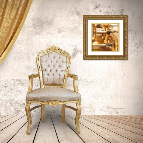 Gilded Gears I Gold Ornate Wood Framed Art Print with Double Matting by Marshall, Laura