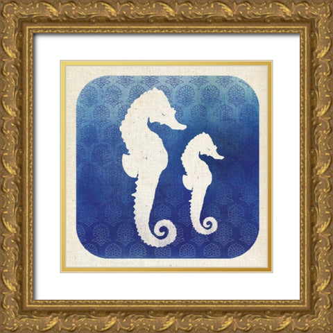 Watermark Seahorse Gold Ornate Wood Framed Art Print with Double Matting by Studio Mousseau