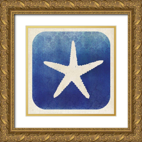Watermark Starfish Gold Ornate Wood Framed Art Print with Double Matting by Studio Mousseau