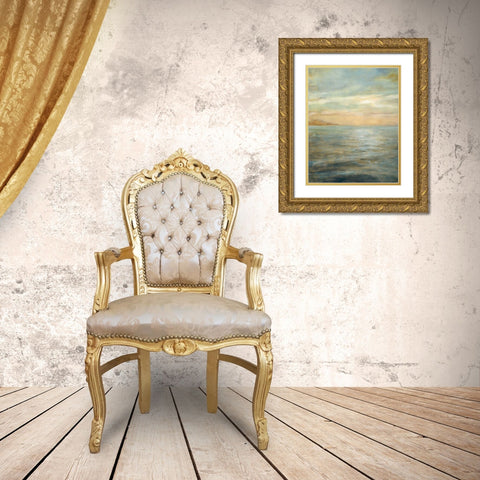 Serene Sea II Gold Ornate Wood Framed Art Print with Double Matting by Nai, Danhui