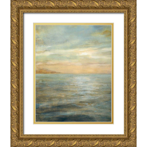 Serene Sea II Gold Ornate Wood Framed Art Print with Double Matting by Nai, Danhui