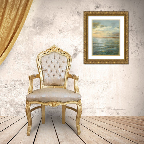 Serene Sea III Gold Ornate Wood Framed Art Print with Double Matting by Nai, Danhui