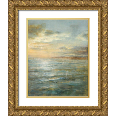 Serene Sea III Gold Ornate Wood Framed Art Print with Double Matting by Nai, Danhui