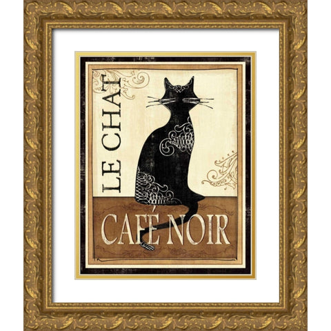 Le Chat Gold Ornate Wood Framed Art Print with Double Matting by Charron, Veronique