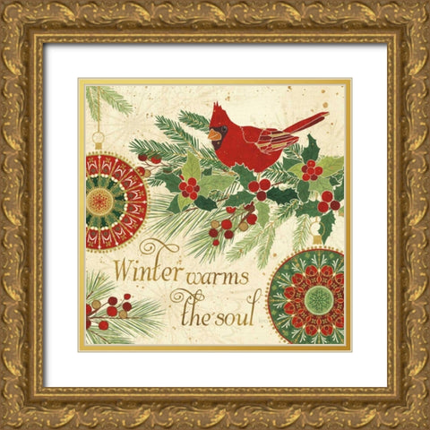Winter Feathers VI Gold Ornate Wood Framed Art Print with Double Matting by Charron, Veronique