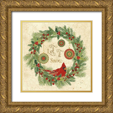Winter Feathers VII Gold Ornate Wood Framed Art Print with Double Matting by Charron, Veronique