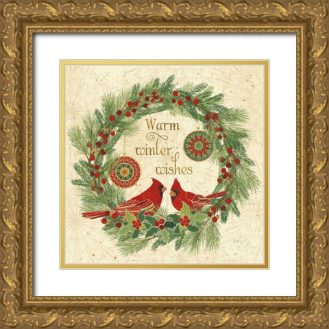 Winter Feathers VIII Gold Ornate Wood Framed Art Print with Double Matting by Charron, Veronique