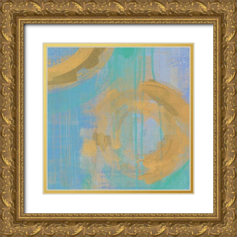 Golden Circles III Gold Ornate Wood Framed Art Print with Double Matting by Averinos, Melissa