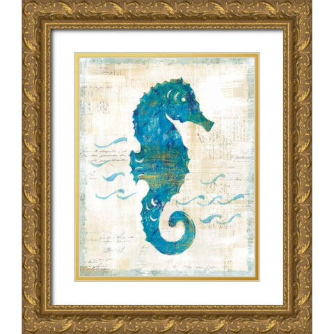 On the Waves III Gold Ornate Wood Framed Art Print with Double Matting by Schlabach, Sue