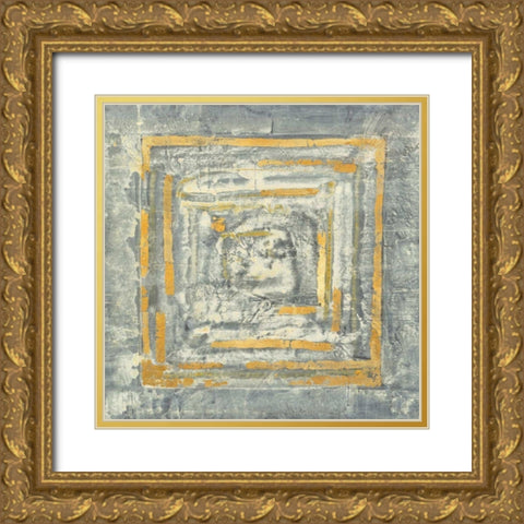 Gold Tapestry I Gold and White Gold Ornate Wood Framed Art Print with Double Matting by Hristova, Albena