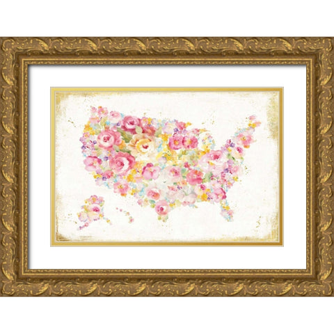 Midsummer USA Gold Ornate Wood Framed Art Print with Double Matting by Nai, Danhui