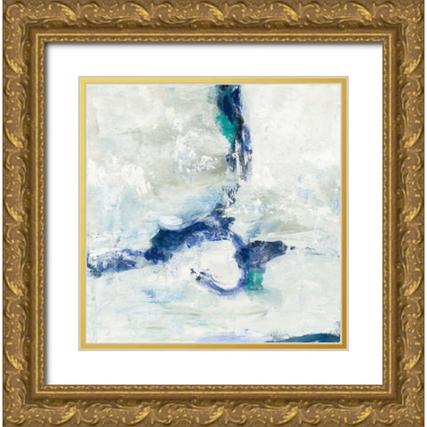 White and Blue Gold Ornate Wood Framed Art Print with Double Matting by Vassileva, Silvia