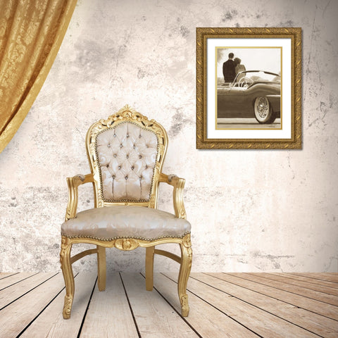 A Ride in Paris I Sepia Crop Gold Ornate Wood Framed Art Print with Double Matting by Fabiano, Marco