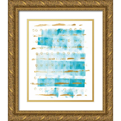 Ocean Blue I Gold Ornate Wood Framed Art Print with Double Matting by Wild Apple Portfolio