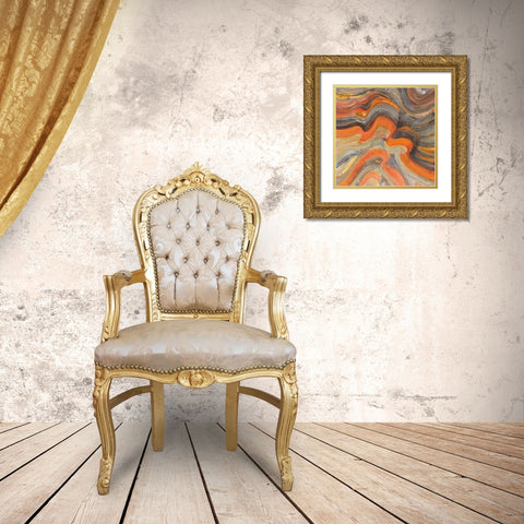 Floating Lava Gold Ornate Wood Framed Art Print with Double Matting by Hristova, Albena