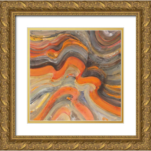 Floating Lava Gold Ornate Wood Framed Art Print with Double Matting by Hristova, Albena
