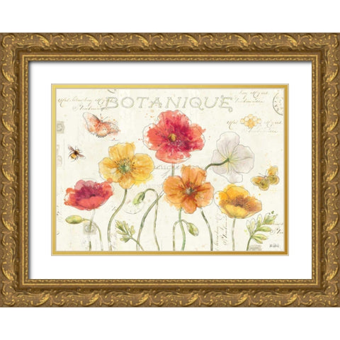 Painted Poppies I Gold Ornate Wood Framed Art Print with Double Matting by Pertiet, Katie