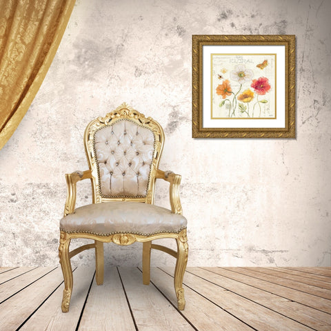 Painted Poppies III Gold Ornate Wood Framed Art Print with Double Matting by Pertiet, Katie