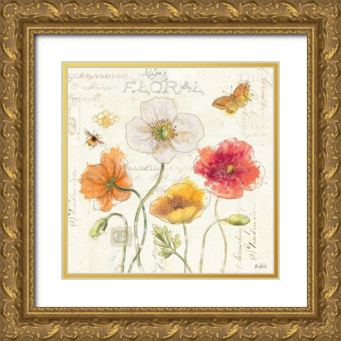 Painted Poppies III Gold Ornate Wood Framed Art Print with Double Matting by Pertiet, Katie