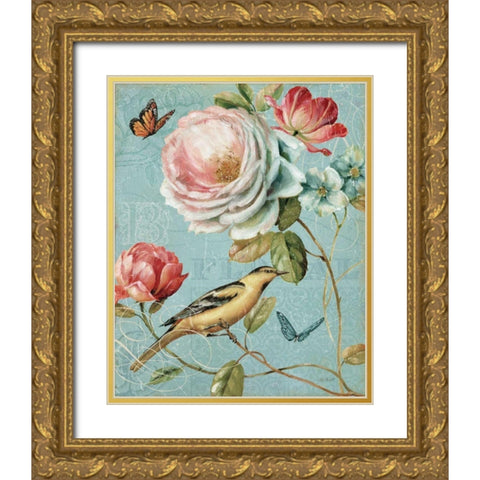 Spring Romance II Gold Ornate Wood Framed Art Print with Double Matting by Audit, Lisa