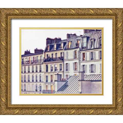 Bon Nuit Paris Gold Ornate Wood Framed Art Print with Double Matting by Bevan, Keri