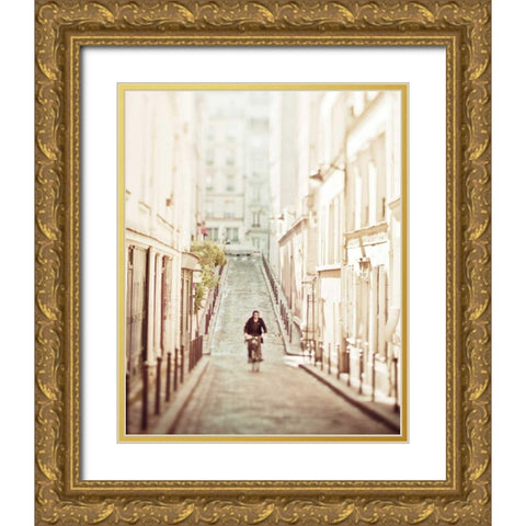 The Bicycle Thief Gold Ornate Wood Framed Art Print with Double Matting by Bevan, Keri