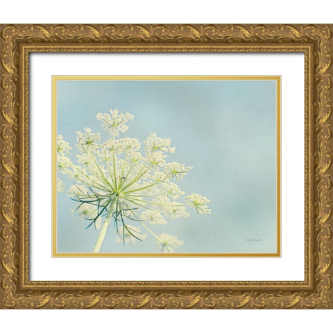 Flower on Blue I Crop Gold Ornate Wood Framed Art Print with Double Matting by Urquhart, Elizabeth