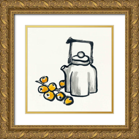 Tea and Loquats Gold Ornate Wood Framed Art Print with Double Matting by Paschke, Chris