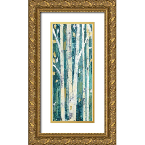 Birches in Spring Panel I Gold Ornate Wood Framed Art Print with Double Matting by Purinton, Julia