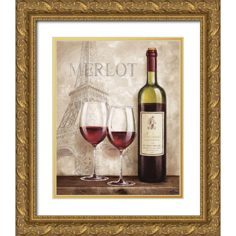 Wine in Paris III Gold Ornate Wood Framed Art Print with Double Matting by Penner, Janelle