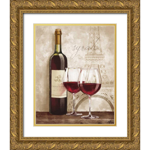 Wine in Paris IV Gold Ornate Wood Framed Art Print with Double Matting by Penner, Janelle