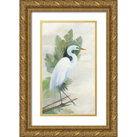 Standing Egret I Crop Gold Ornate Wood Framed Art Print with Double Matting by Tillmon, Avery