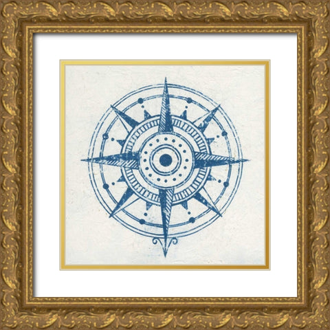 Indigo Gild Compass Rose I Gold Ornate Wood Framed Art Print with Double Matting by Lovell, Kathrine