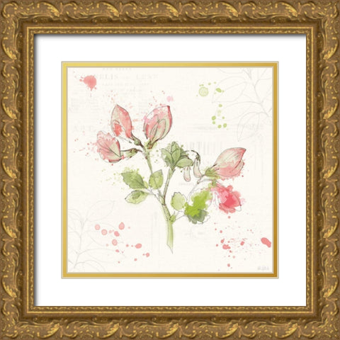 Floral Splash II Gold Ornate Wood Framed Art Print with Double Matting by Pertiet, Katie