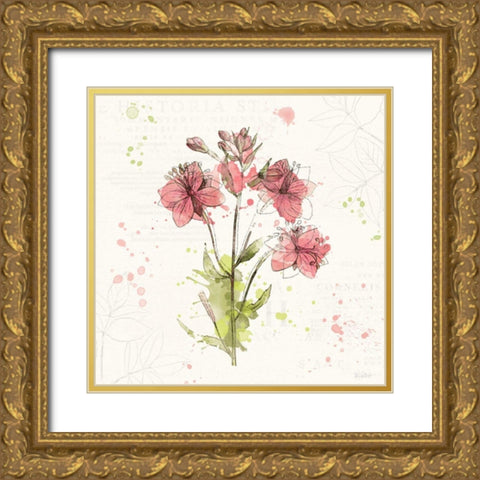 Floral Splash V Gold Ornate Wood Framed Art Print with Double Matting by Pertiet, Katie