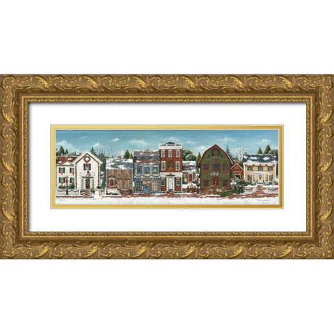 Christmas Village Crop Gold Ornate Wood Framed Art Print with Double Matting by Brown, David Carter