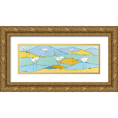 Marsh Egrets I Gold Ornate Wood Framed Art Print with Double Matting by Adams, Phyllis