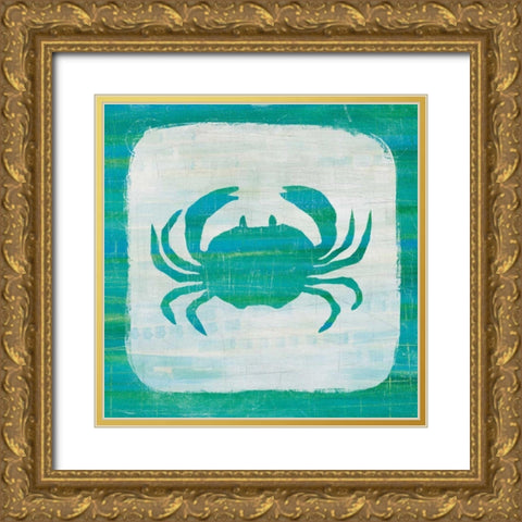 Ahoy V Blue Green Gold Ornate Wood Framed Art Print with Double Matting by Averinos, Melissa