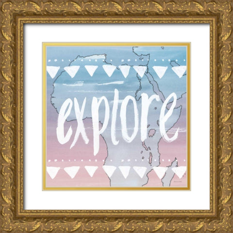 World Traveler Explore Gold Ornate Wood Framed Art Print with Double Matting by Miller, Sara Zieve