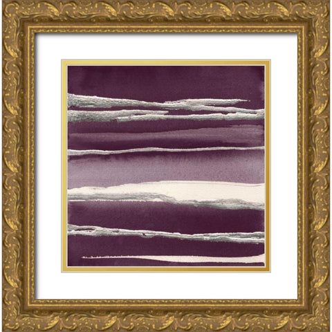 Silver Rose I Purple Gold Ornate Wood Framed Art Print with Double Matting by Paschke, Chris