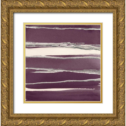 Silver Rose II Purple Gold Ornate Wood Framed Art Print with Double Matting by Paschke, Chris