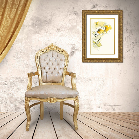 Carols Roses II Gold Ornate Wood Framed Art Print with Double Matting by Novak, Shirley