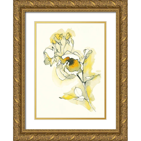 Carols Roses IV Gold Ornate Wood Framed Art Print with Double Matting by Novak, Shirley