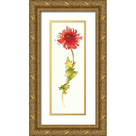 Peony Form Poppies II Gold Ornate Wood Framed Art Print with Double Matting by Novak, Shirley