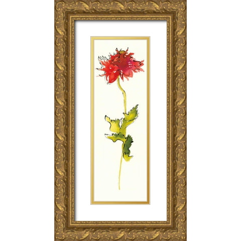 Peony Form Poppies III Gold Ornate Wood Framed Art Print with Double Matting by Novak, Shirley